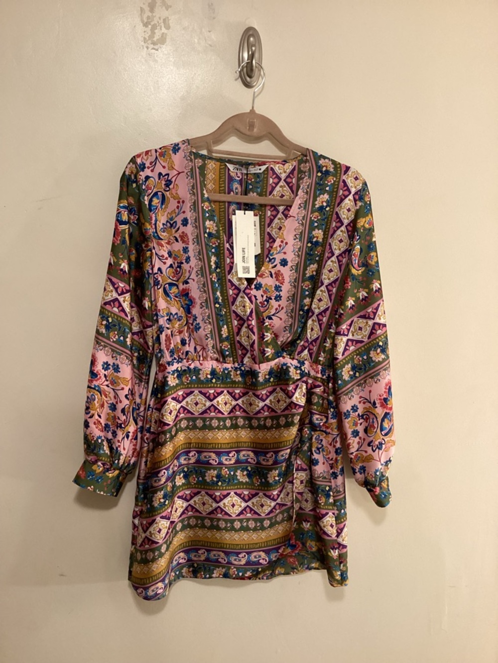 ZARA Satin Effect Print Dress